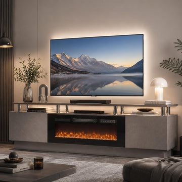 80" TV Stand & Entertainment Center, Media Console with Storage Cabinet, Fits TVs up to 90", Modern Living Room