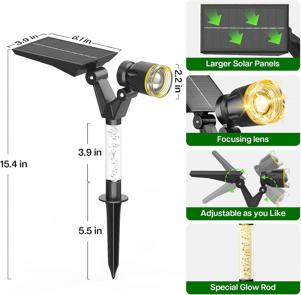 Spot Lights Outdoor Waterproof Spotlights, Warm White 4 Pack | Solar Lights Outdoor for Yard Pathway Tree House