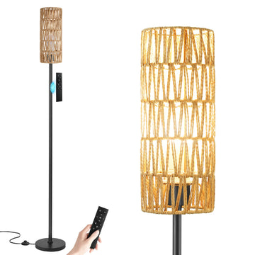 64'' Floor Lamps with Remote Control and Stepless Dimmable Colors Temperature & Brightness, Boho Black Standing Lamp