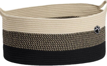 40L Extra Larg Dog Toy Basket, Woven Rope Storage Basket, Black-Brown