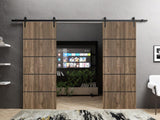 Sliding Double Barn Doors with Hardware | Planum 0015 Walnut | 13FT Rail Hangers Sturdy Set | Modern