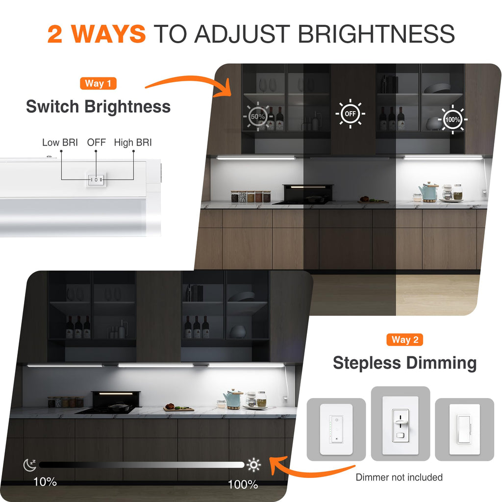 Linkable Under Cabinet Lights Hardwired Plug-in, Wired Led Under Cabinet Lighting with 5 CCT & Dimmable, Under