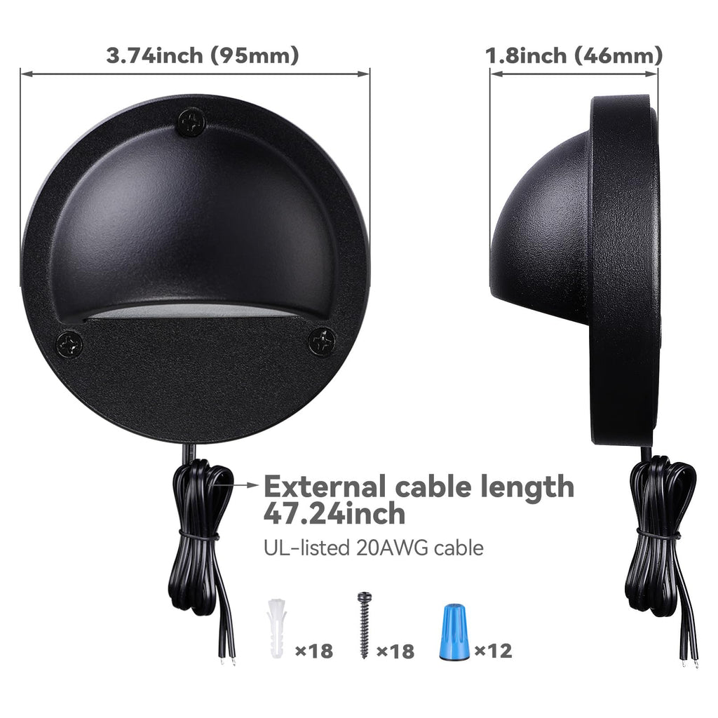 5CCT 3.74inch Low Voltage LED Deck Lights, Black