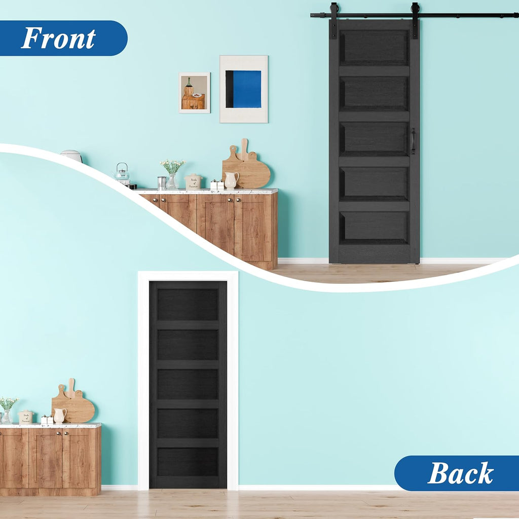 72"(Double 36") x 84" Sliding Barn Door, 5-lite Panel Barn Door with Hardware Kit, MDF & Waterproof 
