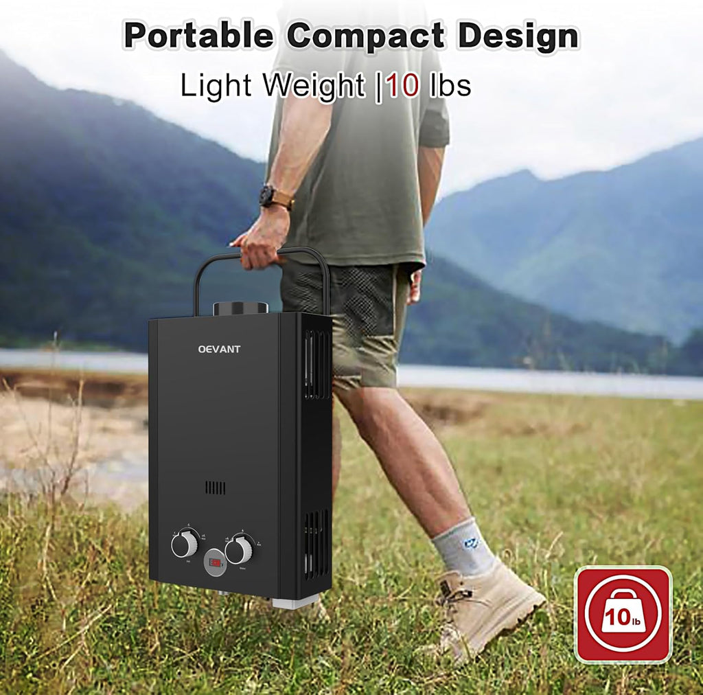 Propane Water Heater, 1.58GPM 6L Portable Tankless Water Heater with Handle & Overheating Protection, Propane Gas