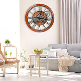 The B-Style Large Wall Clock 24 inch Moving Gear Wall Clock Oversized Vintage Farmhouse Wall Clocks for Living Room