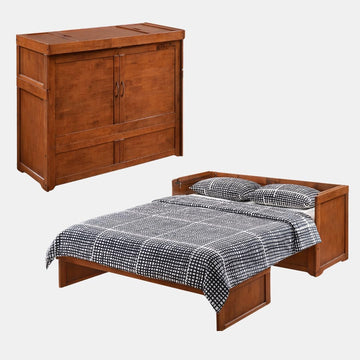 Cube Pre-Assembled Cabinet Murphy Bed Twin XL w/Mattress, Cherry