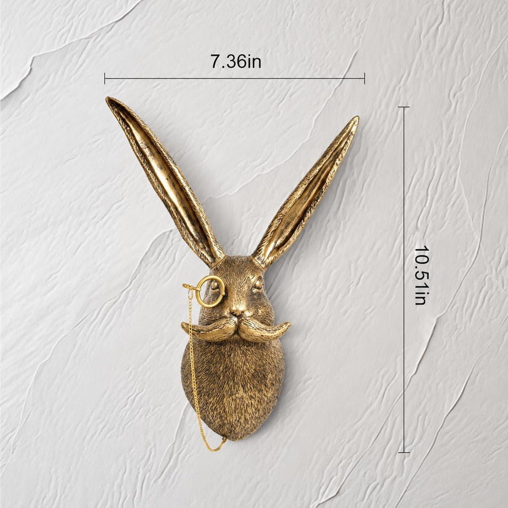 Gold Animal Head Wall Decor Wall Sculpture Home Decor Statue Office Bedroom Modern Decor for Men Women Rabbit