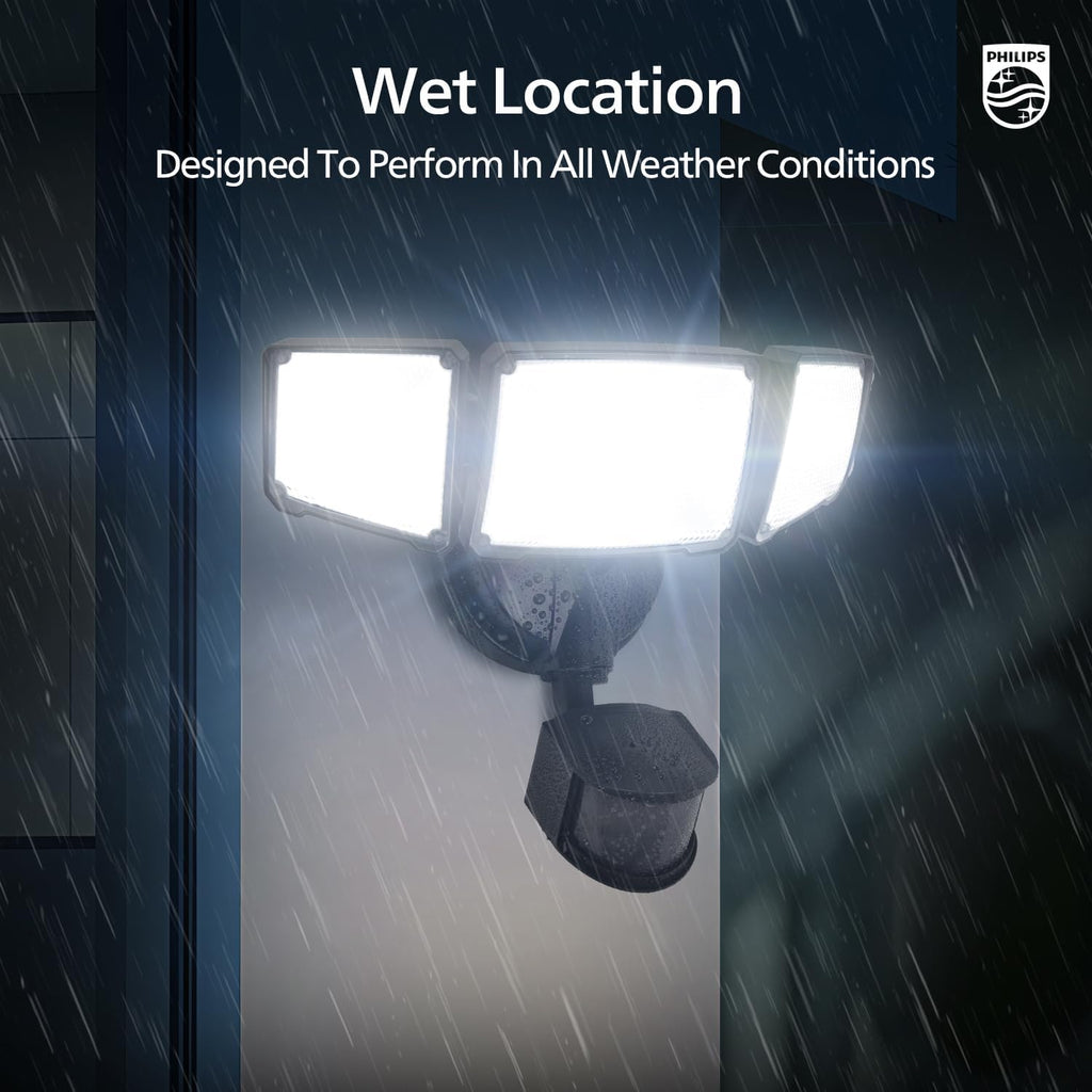 72W 7400LM LED Security Lights w/PIR Motion Sensor Outdoor, 5000K Daylight Dusk to Dawn Aluminum Flood Light, 3
