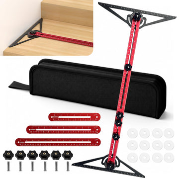 Stair Tread Template Tool, 8"-52" Jig Stair Gauge, Double-Ended Solid Nut Locking Stair Tread Jig, Aluminium Alloy