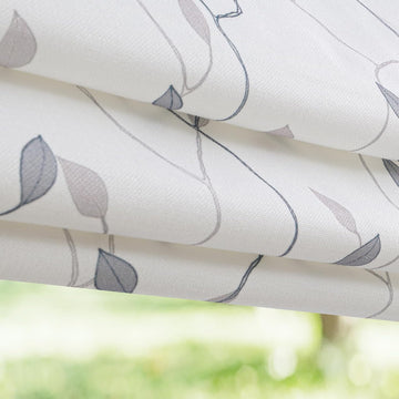 Cordless Roman Shades Window Shades, Grey Brance Leaf Blackout Light Filtering Custom Window Roman Blinds, 10% Linen