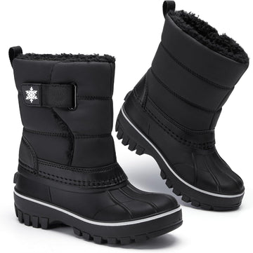 Kids Snow Boots with hook&loop Girls Boys Winter Warm Boots