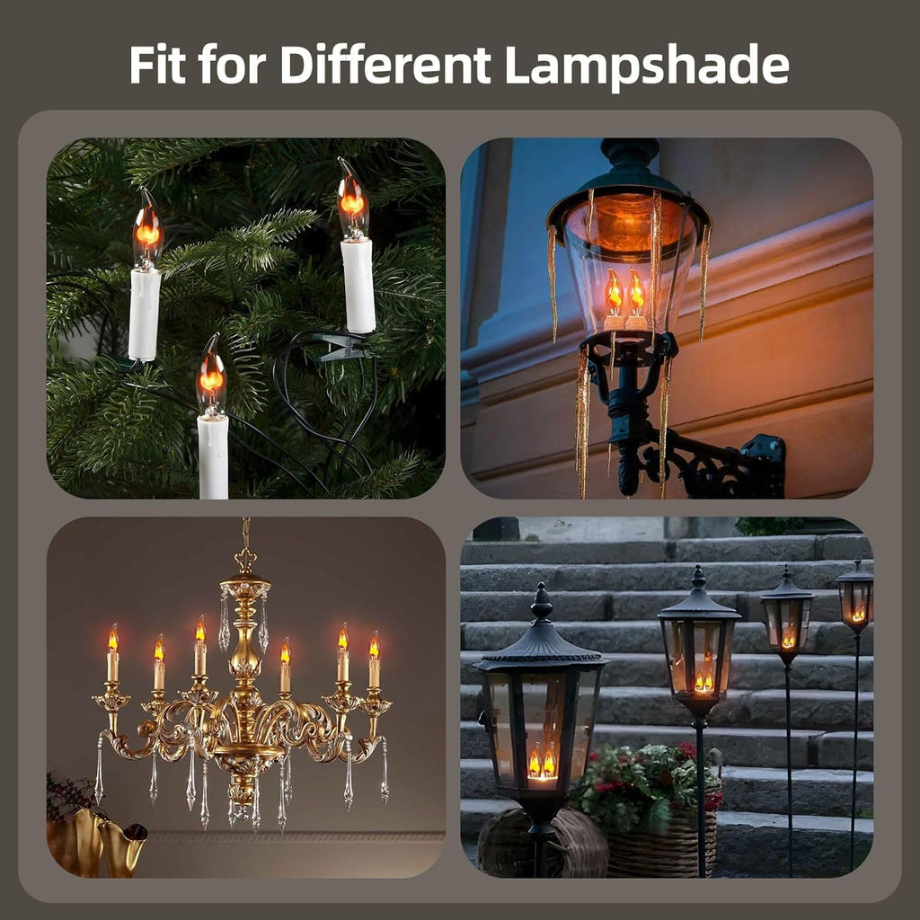 Upgraded Flame Light Bulbs, Compact E12 Chandelier Base Candle Flickering Fire Light Bulb for Halloween Christmas