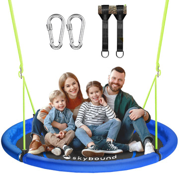 43" Tree Swing Saucer Swing with Tree Straps Durable Textilene Fabric