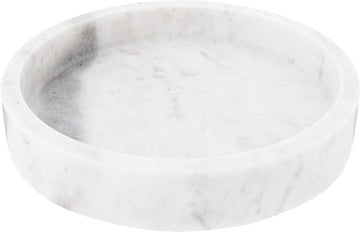 Co-Op Minimalist Round Carved Marble Tray or Charcuterie Board, White