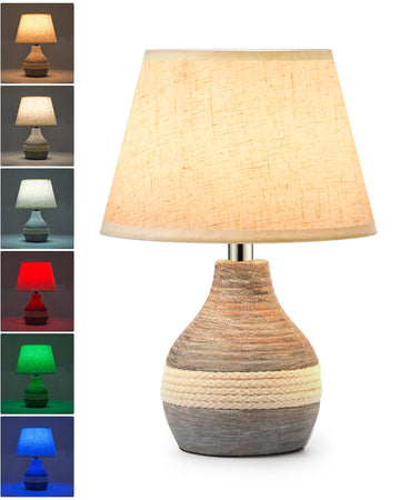 10" Small Ceramic Cordless Table Lamp, Rechargeable Battery, Coastal