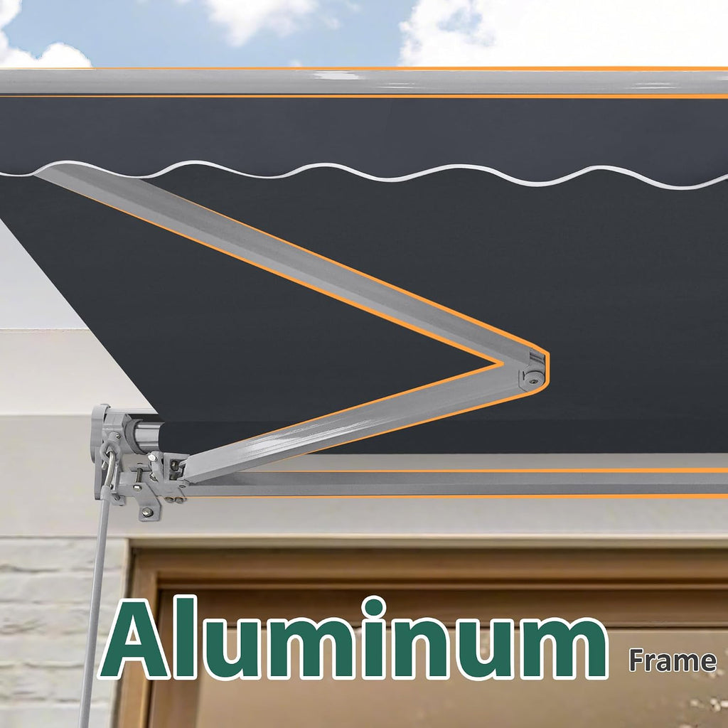 Patio Awning 10x8 Feet Sunshade Canopy with Half-Cassette for Manual Retractable Awnings, 4679 (Dark Grey)