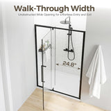 44-48" W x 72" H Pivot Shower Doors, Semi-Frameless Swing Glass Shower Doors Water Repellent