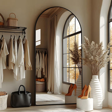 Full Length Mirror with Stand, 41"x81" Floor Mirror Freestanding, Arched Wall Mirror, Oversized, Wall Mounted Mirror