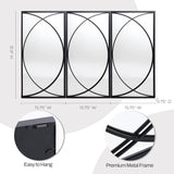 LuxenHome 3 Pieces Black Metal Rectangular Wall Mirror Set Large Vanity Mirror , Black Accent Metal Entryway Wall
