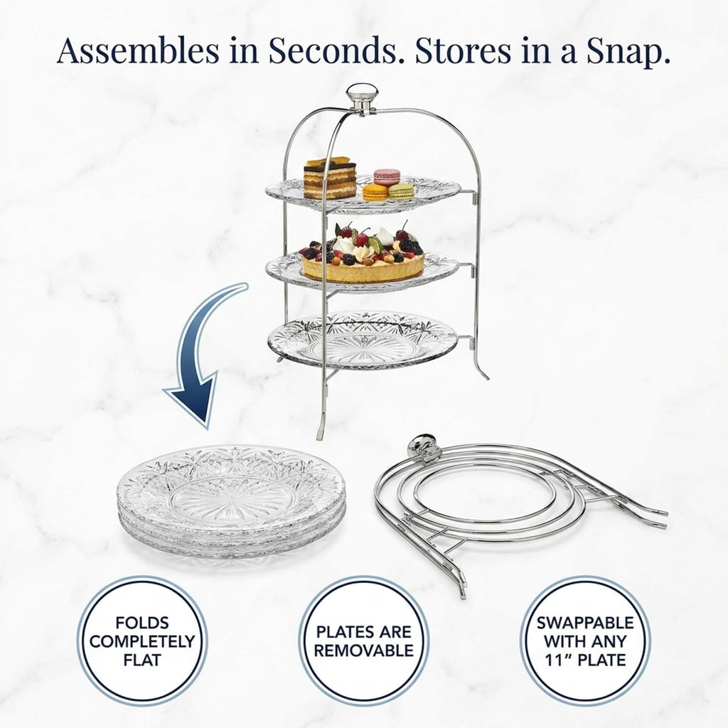 3 Tiered Platter Stand - Dublin Crystal Collection