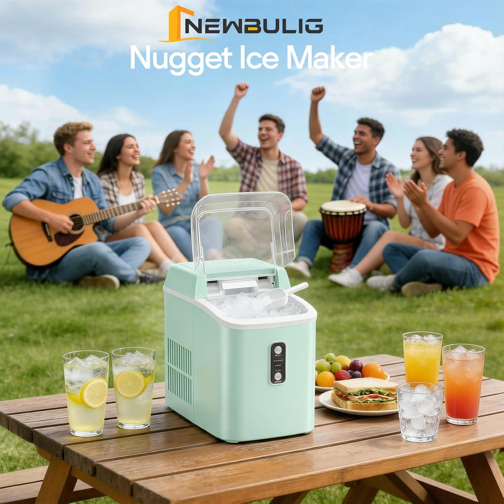 Nugget Ice Makers Countertop, Portable Nugget Ice Machine, Ready in 6 Mins, 24lbs in 24Hrs, Auto-Cleaning