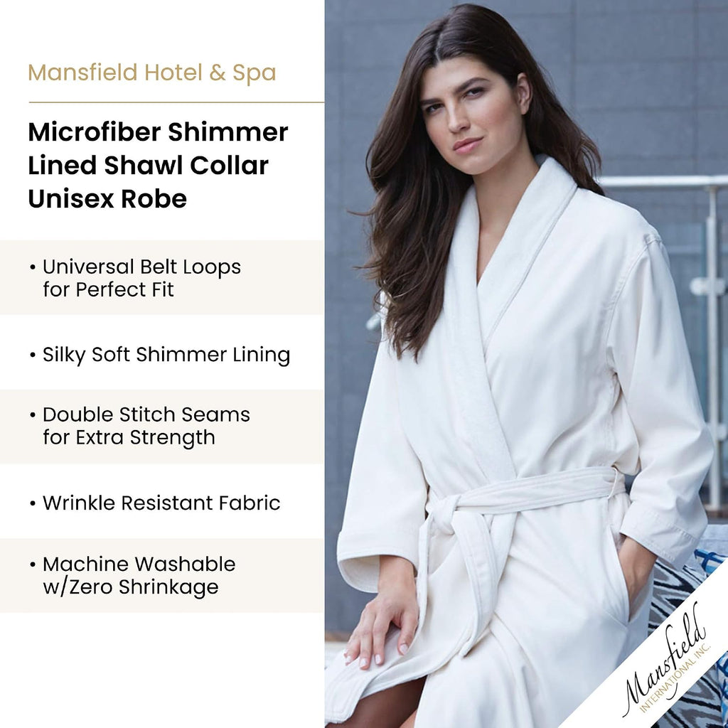Unisex Spa Microfiber Shimmer Lined Shawl Collar Robe