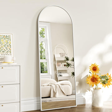 Full Length Mirror - 57" x 20" Arched Floor Mirror/Wall Mounted Aluminum Alloy Frame Full Body Mirrors Living Room
