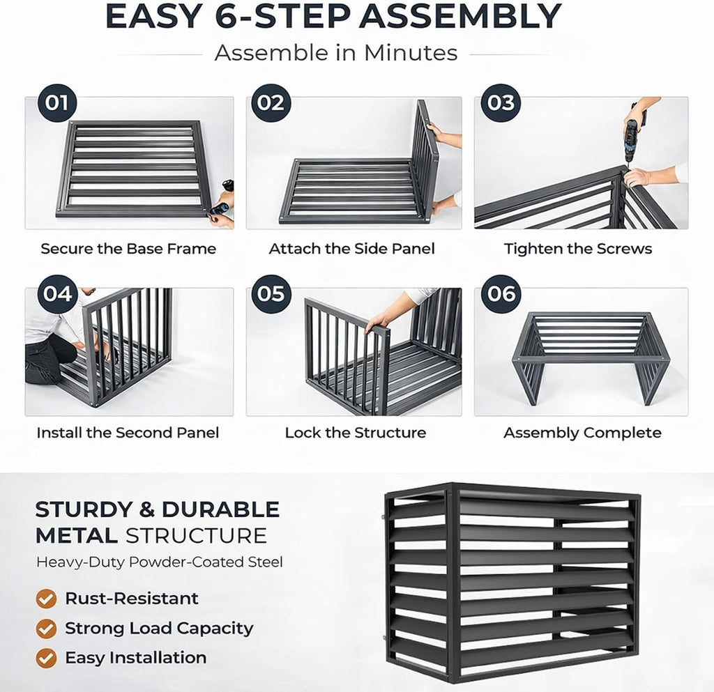 Aluminum Alloy Air Conditioner Privacy Fence, Freestanding Outdoor AC Screen Cover, Weatherproof Rust-Proof
