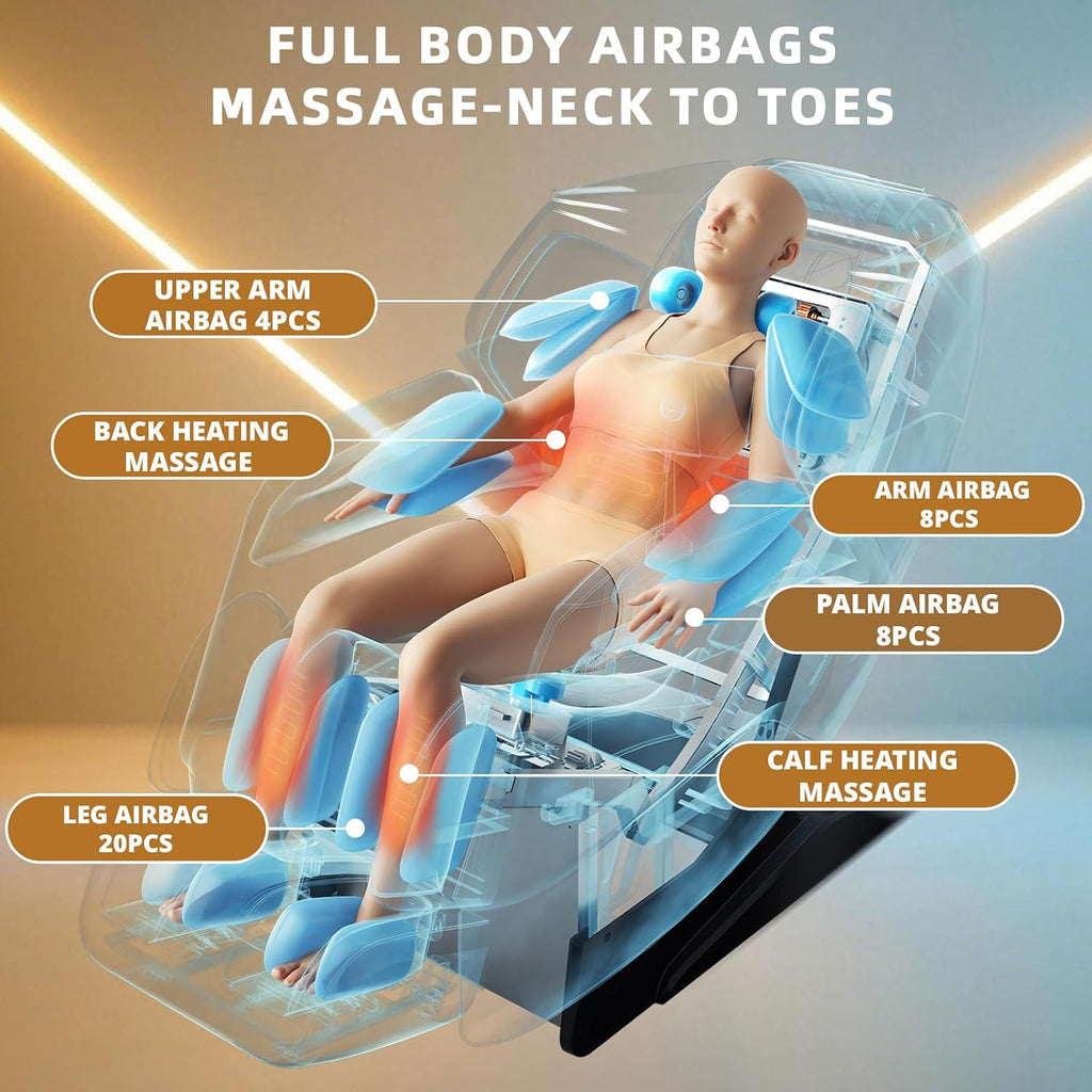 4D Massage Chair Full Body Zero Gravity Recliner,55" SL-Track Massage Chair | 15 Auto Modes,11 Technique,40 Airbags