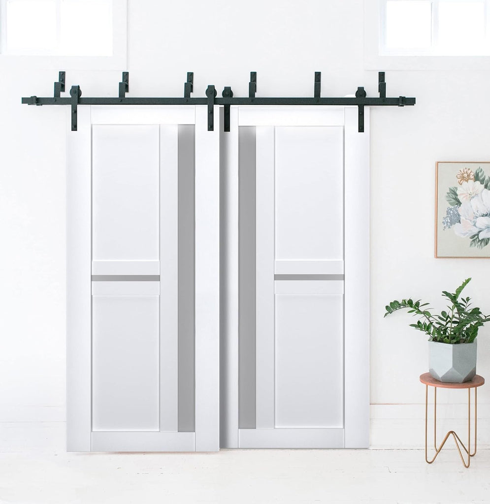 Slab Barn Door Panel Frosted Glass | Veregio 7288 White Silk | Sturdy Finished Doors | Pocket Closet