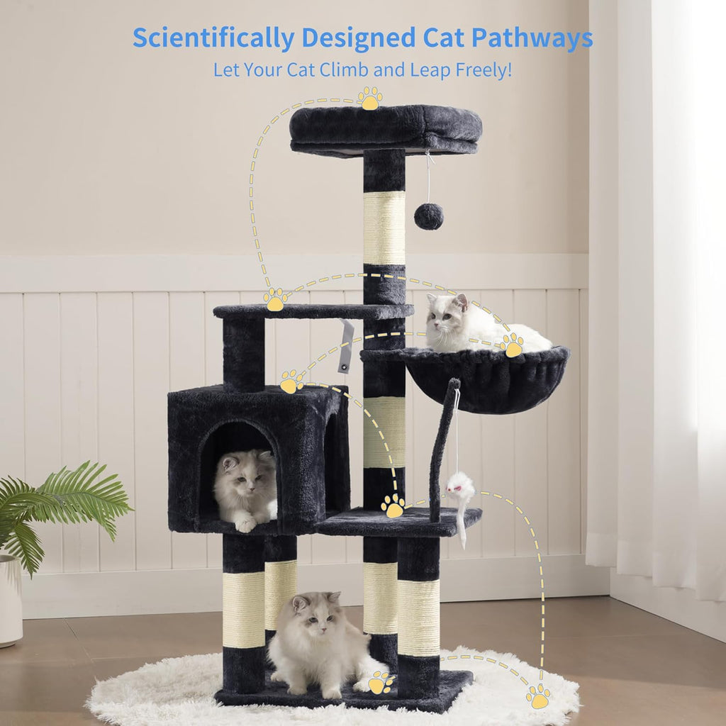 Cat Tree with Toy, Cat Tower Condo for Indoor Cats, Cat House with Padded Plush Perch