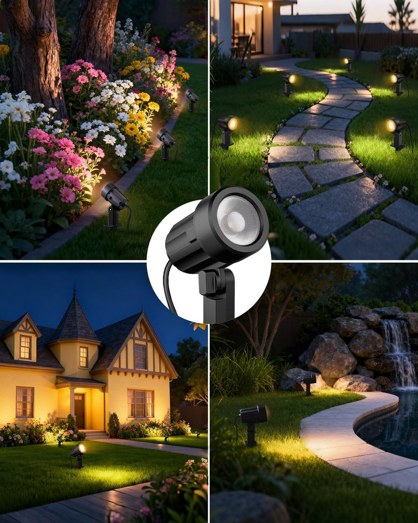 3W Low Voltage Landscape Lighting, 2700K Warm White, 4 Pack | LED Landscape Lights with Connectors, IP66 Waterproof