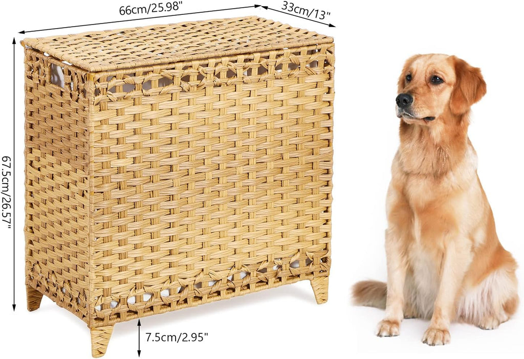 Laundry Hamper with 3 Removable Liner Bags, 132L Laundry Sorter with Lid | Raised Feet; Side Carry Handles; Handwoven