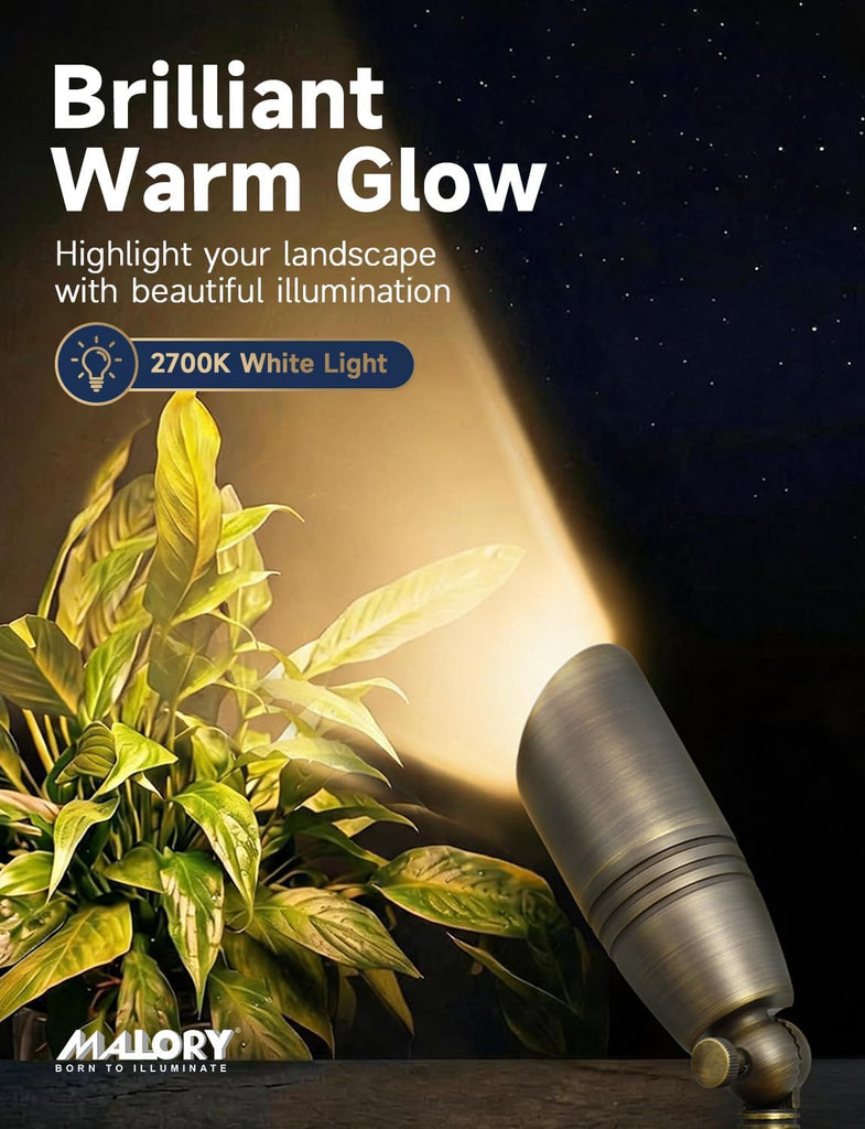 Brass Landscape Spotlights 1-Pack with MR16 Bulb(S02), 12V Low Voltage Landscape Lighting LED Outdoor Spot Uplights