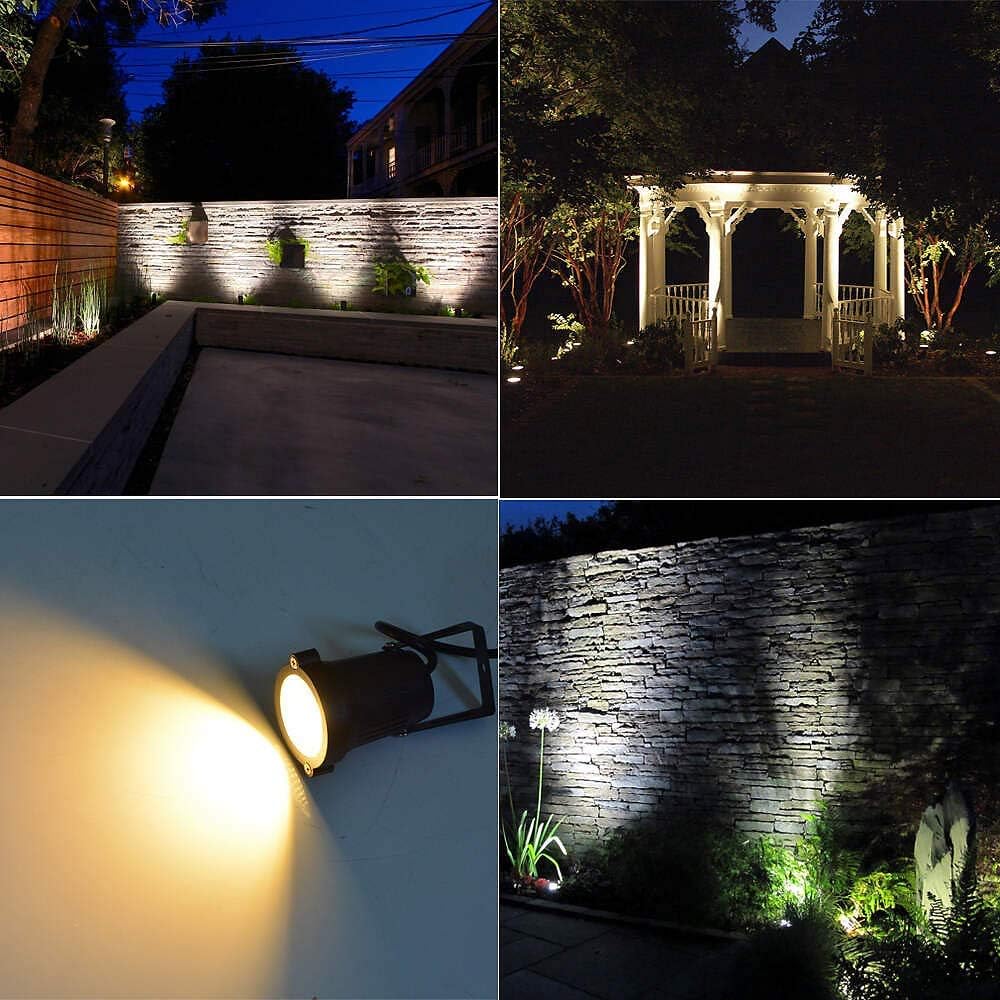 5W Landscape Lighting, 120V Plug-in Outdoor Spotlights, 6 Pack | 3000K Warm White, 550LM Bright LED, IP65 Waterproof