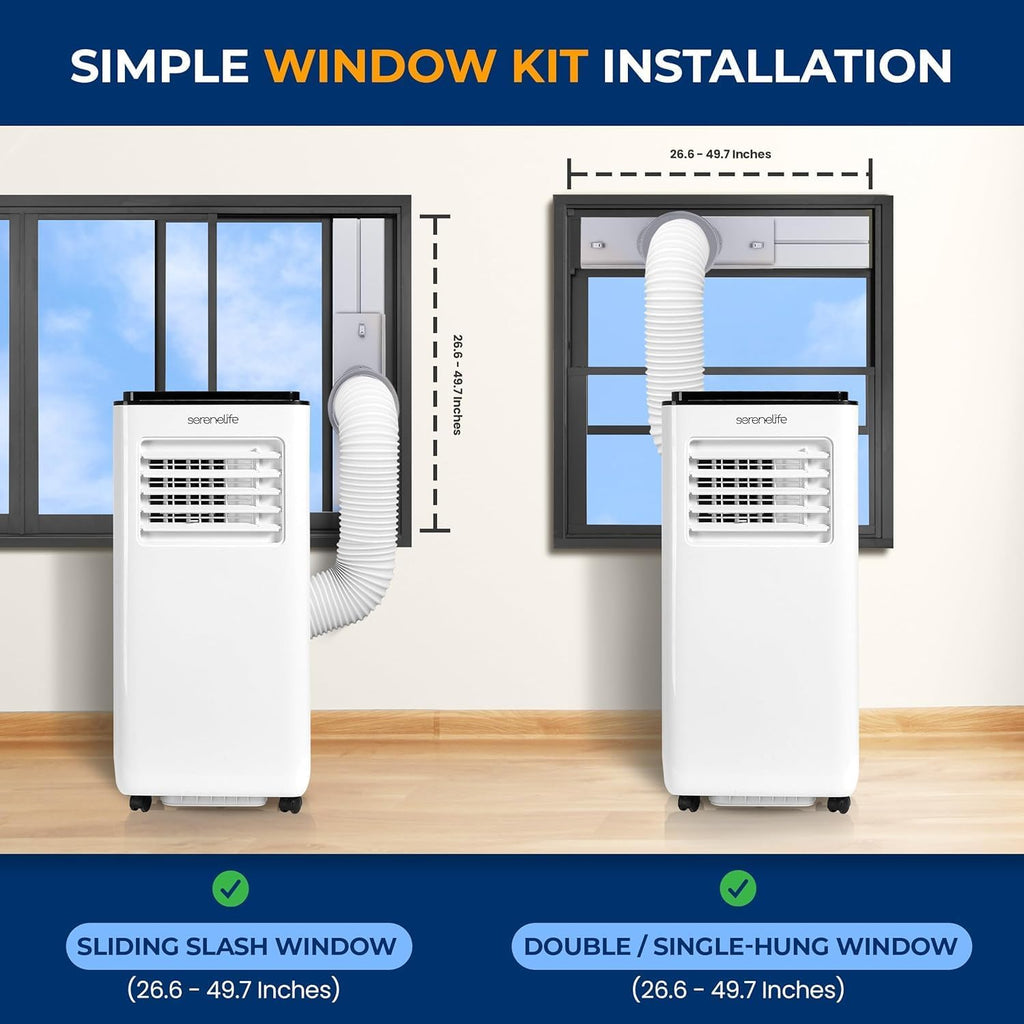 8000 BTU Portable Air Conditioner with Heating Functionality, 4-in-1 Compact Standing Air Conditioner for Room Up to 350 Sq. Ft., Floor AC Unit with LCD Remote Control, Auto Mode, Low Noise