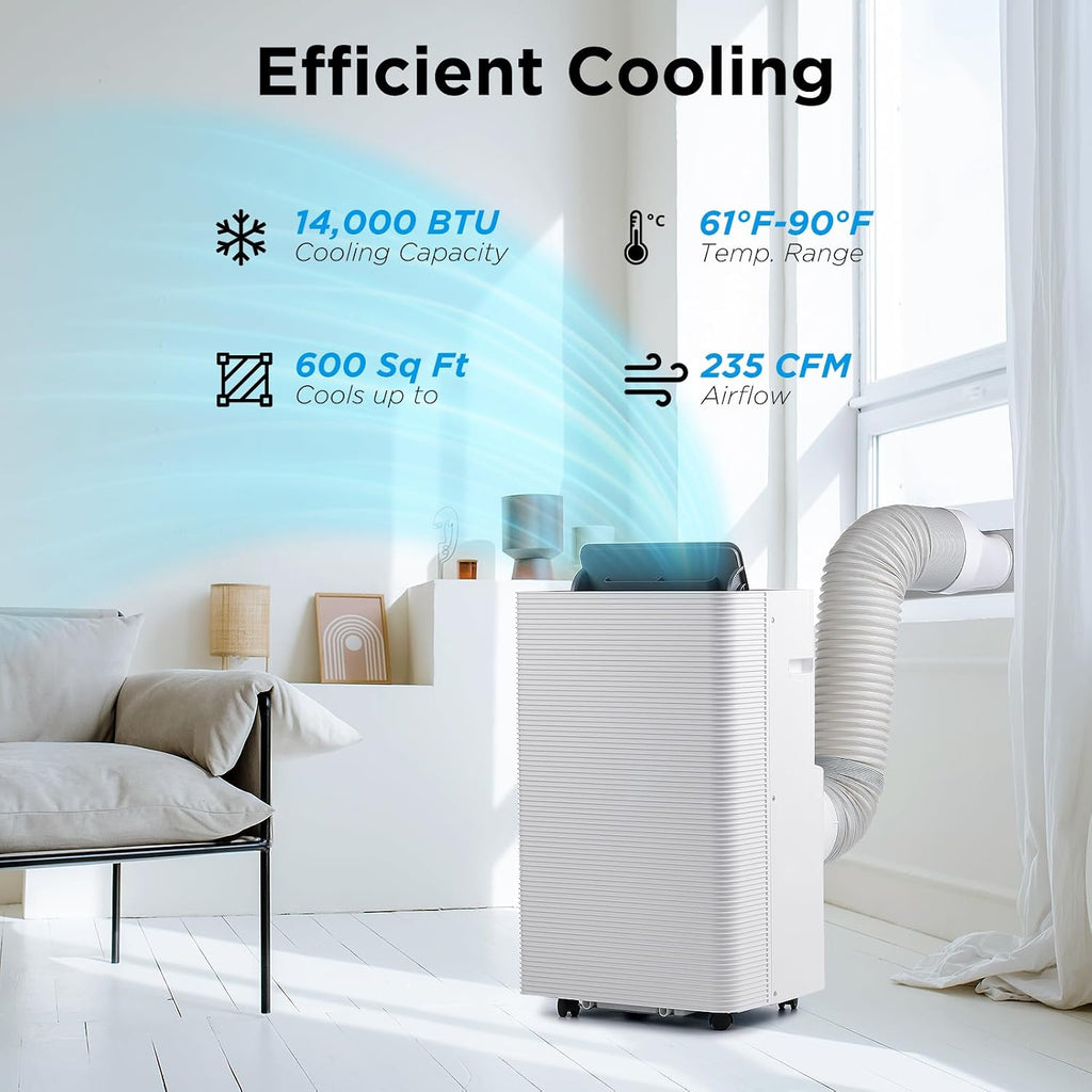 Finnmark 14,000 BTU Portable Air Conditioner and Heater, Dehumidifier, 3-Speed Fan, Covers Rooms up to 600 Sq. Ft.