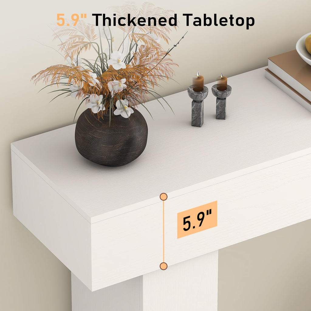 63 Inch Long Console Table, Farmhouse Wood Rectangular Sofa Table Behind Couch Table, Narrow Entryway Table