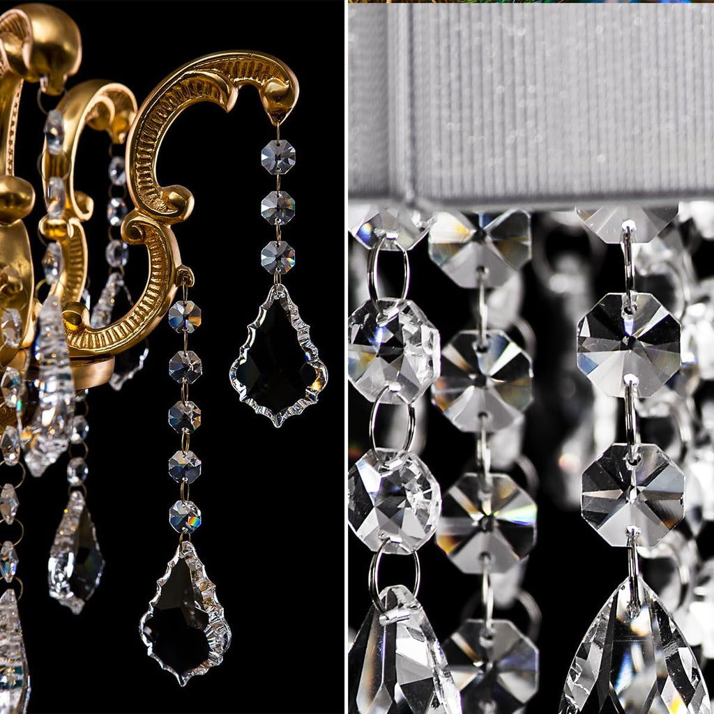 6 Strands 19.7 Ft Crystal Glass Bead Garland, Clear Octagon Beads