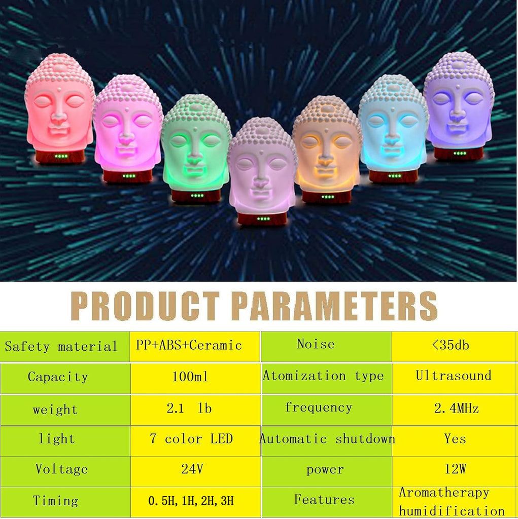 Buddha Essential Oil Diffuser - Aromatherapy Diffusers for Essential Oils - White Ceramic Diffuser Buddha Head