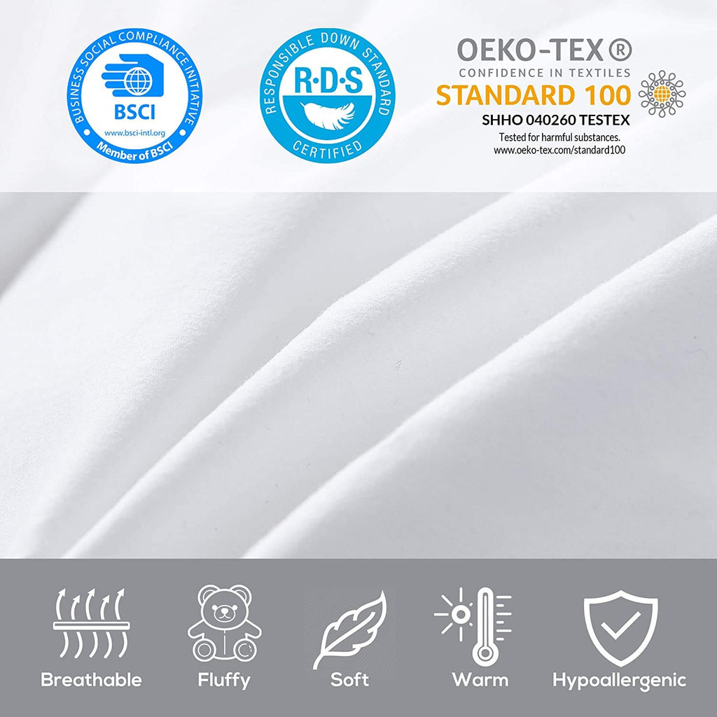 Luxurious Goose Feather Down Fiber Comforter Oversized California King Size, Extra Fluffy Duvet Insert, Breathable