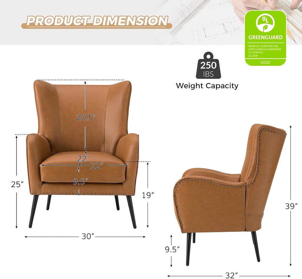 Faux Leather Accent Chair, Camel