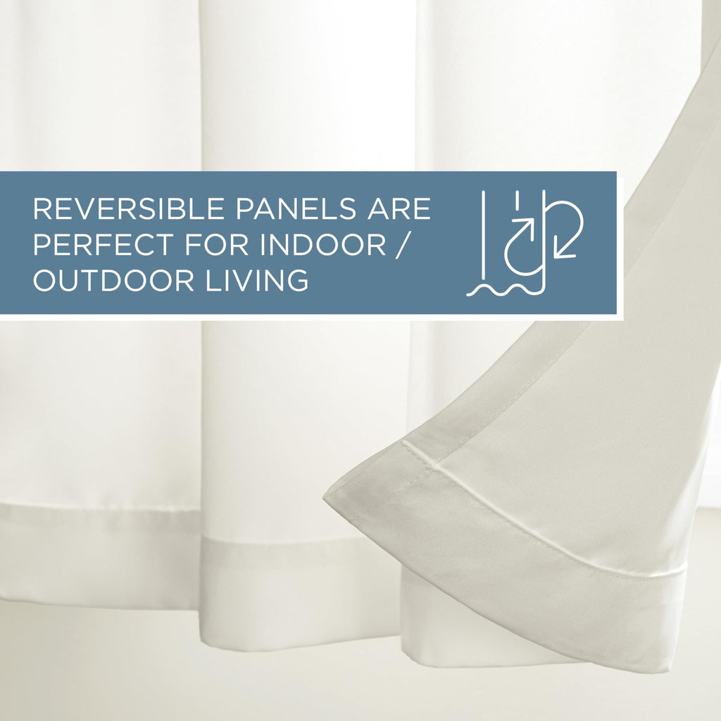 Cabana Solid Heavyweight Indoor Outdoor Curtains, Light Filtering Opacity with Grommet Top, Water Repellent, 2-Pack