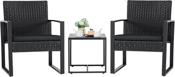 3 Pieces Outdoor Patio Wicker Furniture Set