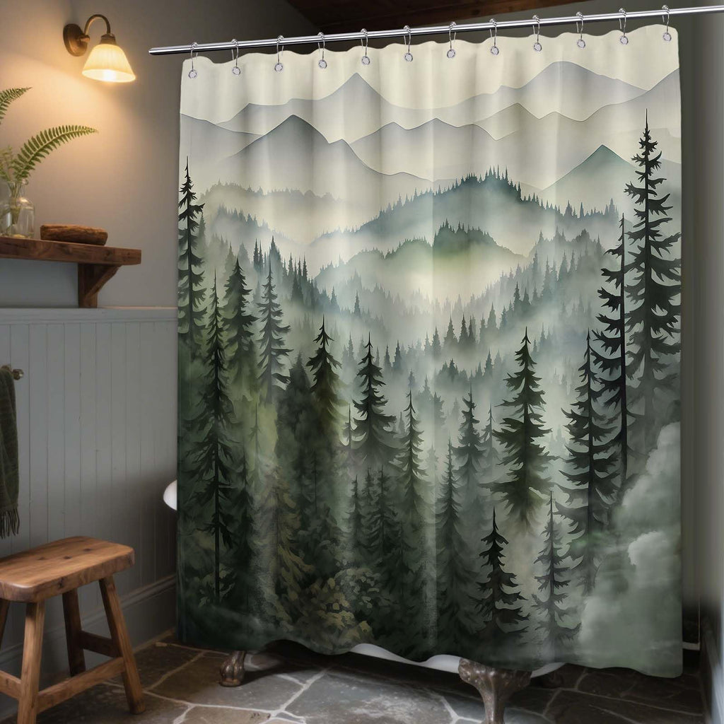 Sage Green Forest, 72x72 in, Mountain Rustic Pine Tree