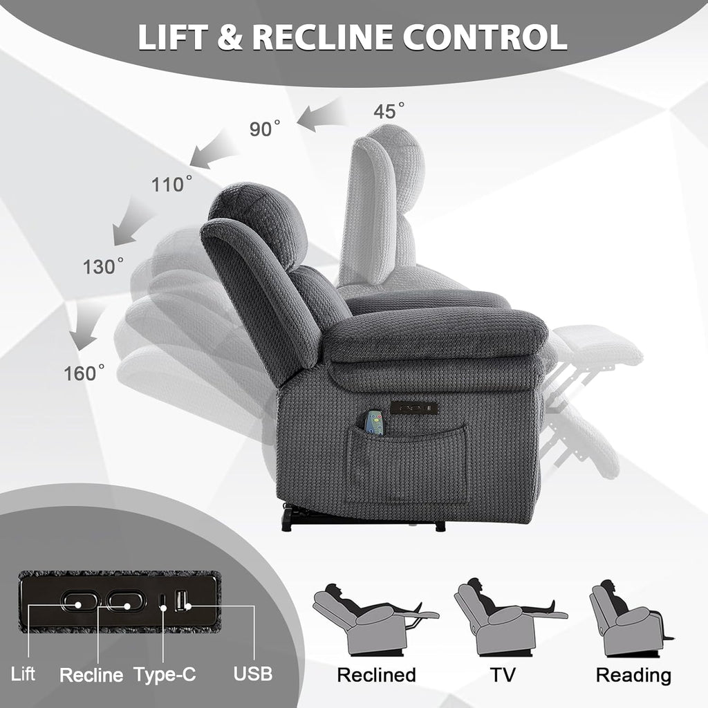 46" Wide Oversize Power Lift Recliner Chair, Extra Large Electric Lift Recliners for Elderly Big