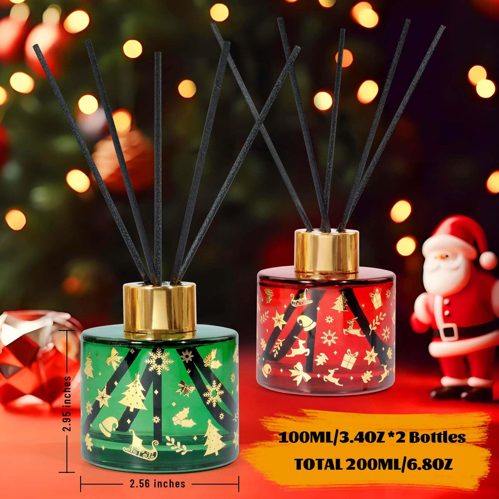 Christmas Reed Diffuser Set, Diffuser with Sticks 2 Pack, 6.8 Fl Oz