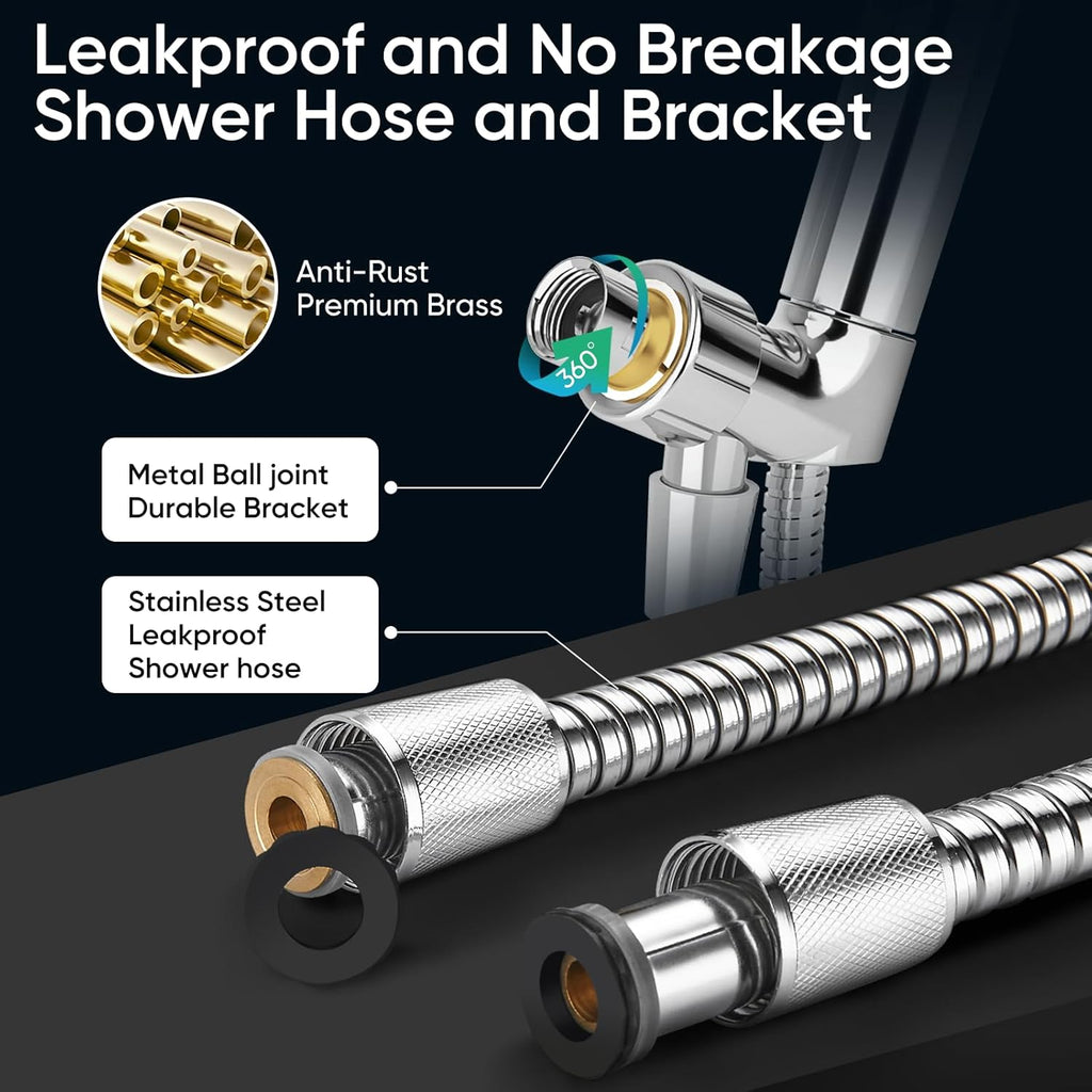 9-Function Shower Head with Built-in Power Spray, 1.8 GPM Water Saving ON/OFF Toggle Switch