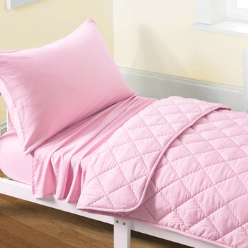 4-Piece Microfiber Toddler Bedding Set, Pink